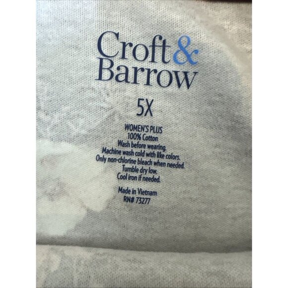 Women’s Croft & Barrow Top 3/4 Sleeves Floral Maroon Plus 5x - Picture 7 of 12